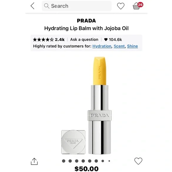 PRADA new Banana Yellow U002 Hydrating Lip Balm with Jojoba Oil Glow Lipstick - Picture 5 of 13